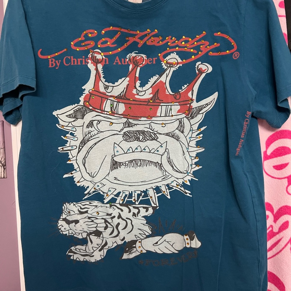 Ed Hardy Blue Graphic T-Shirt